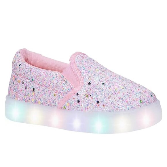 FabKids Kids Canvas Slip On Sneakers Pink Glitter 7 - Picture 1 of 1